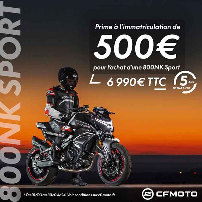Promo CFMoto 800 NK Sport Avril 2024