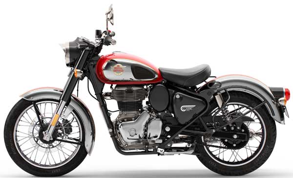 Royal Enfield 350 Classic chrome-red profile