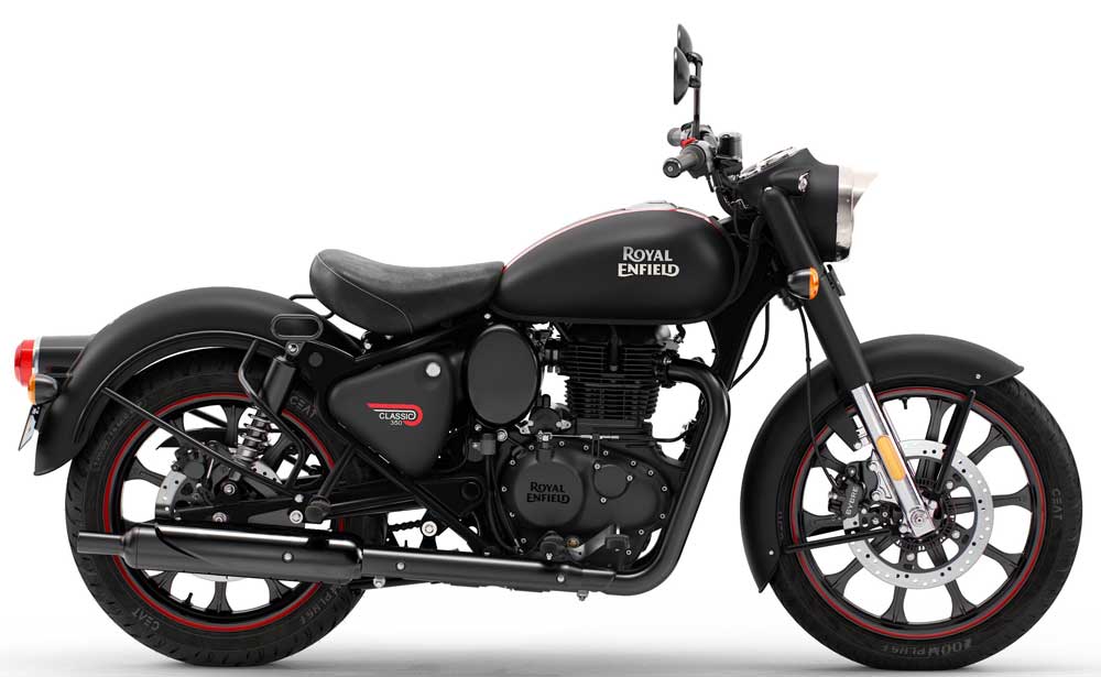 Royal Enfield 350 Classic Dark Stealth Black bâtons