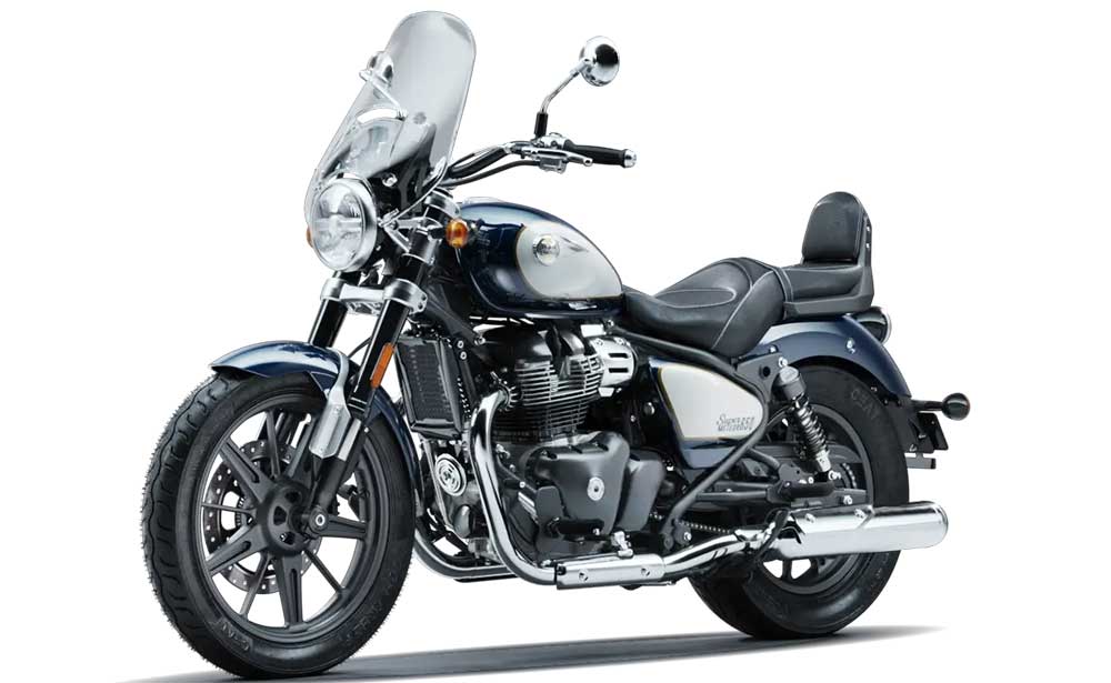 Royal Enfield 650 Super Meteor Celestial Blue-avant gauche