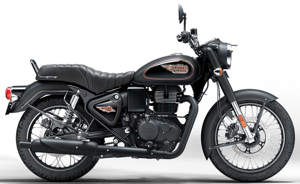 Royal Enfield 350 Bullet black gold profile droite