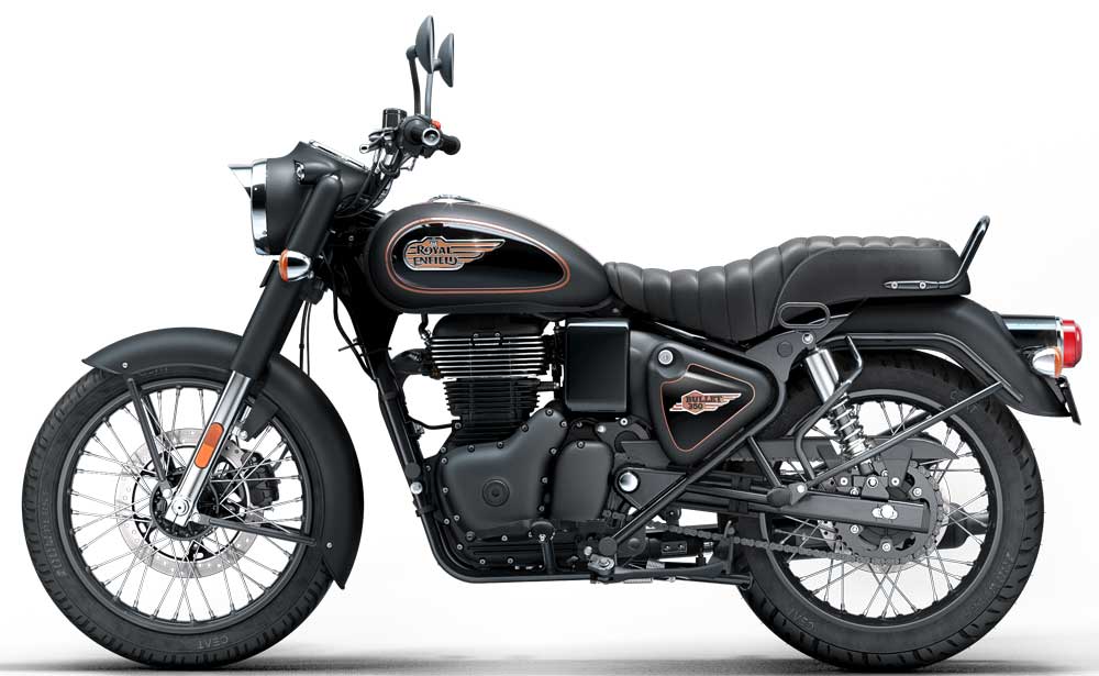 Royal Enfield 350 Bullet Black Gold profile gauche