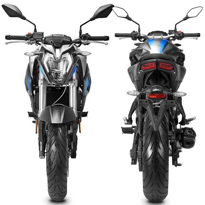 Voge 500 R titane devant et arrière
