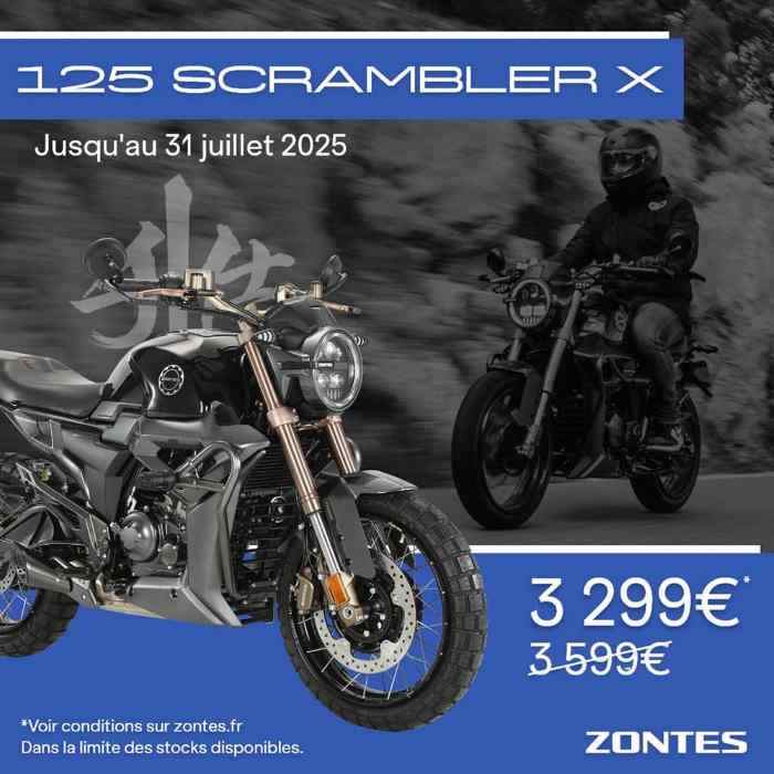 Zontes 125 Scrambler X promotion juillet 2025