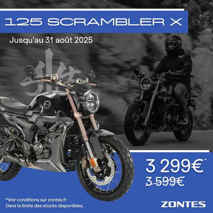 Zontes Promotion 125 ScramblerX Août 2025