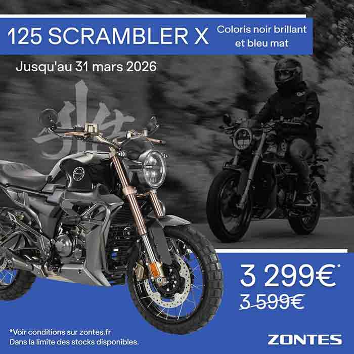 Zontes promotion 125 ScramblerX -300€ mars 2026