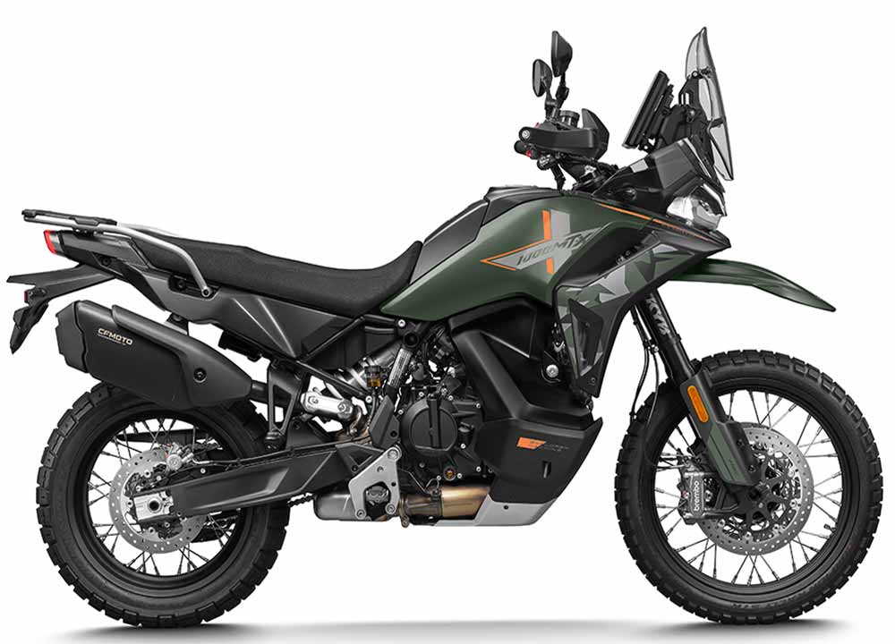 CFMoto 1000 MT-X vert profil studio