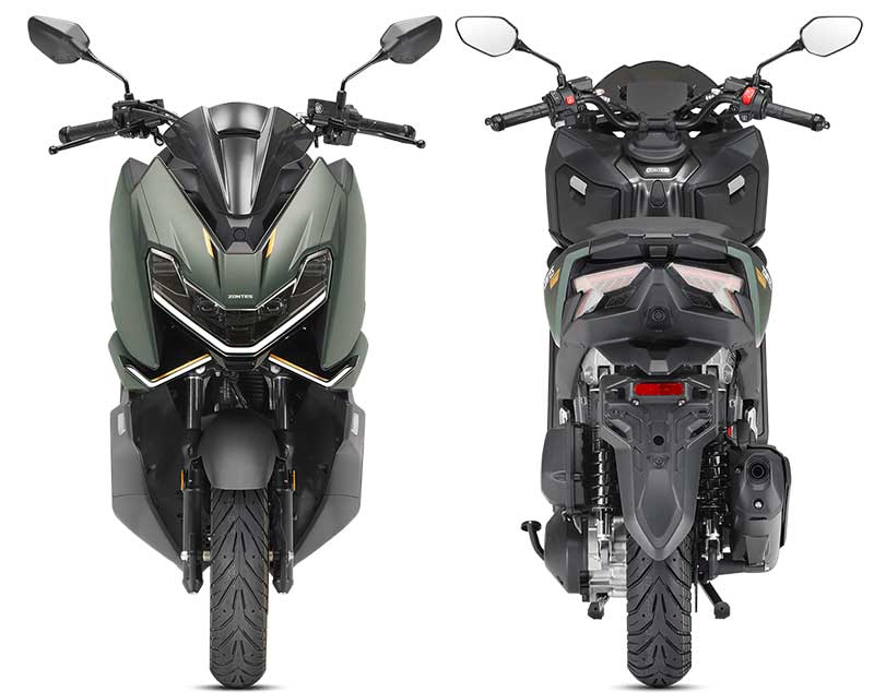 Zontes Scooter 125X vert - vue devant et arrière