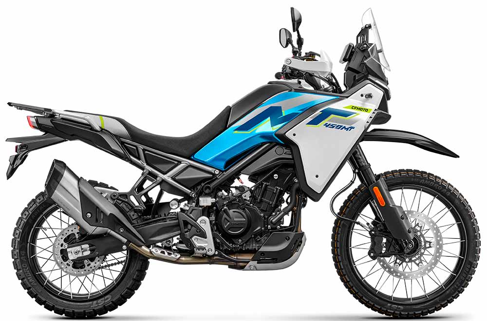 CFMoto 450 MT bleu profil CFMoto 450 MT bleu profil